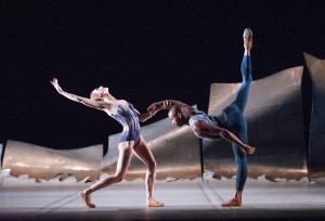 DGV: DANSE A GRANDE VITESSE; Choreography by Wheeldon; Zenaida Yanowsky and Eric Underwood; Set and costume design by Jean Marc Puissant; Lighting design by Jennifer Tipton; The Royal Ballet; Credit: Tristram Kenton